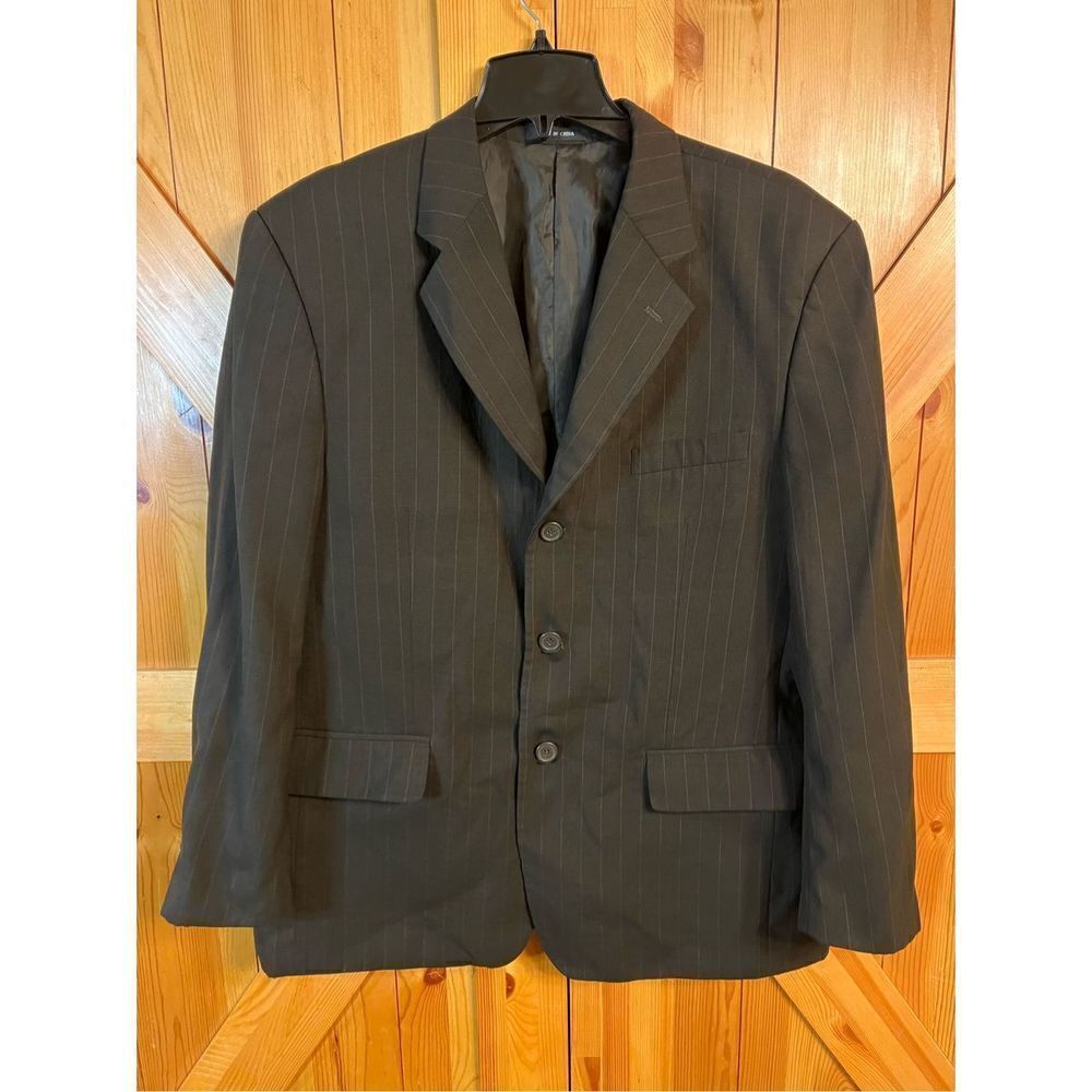 Vittorio St. Angelo Brown Pinstripe Men’s Suit Blazer Jacket Size 44R (2739)